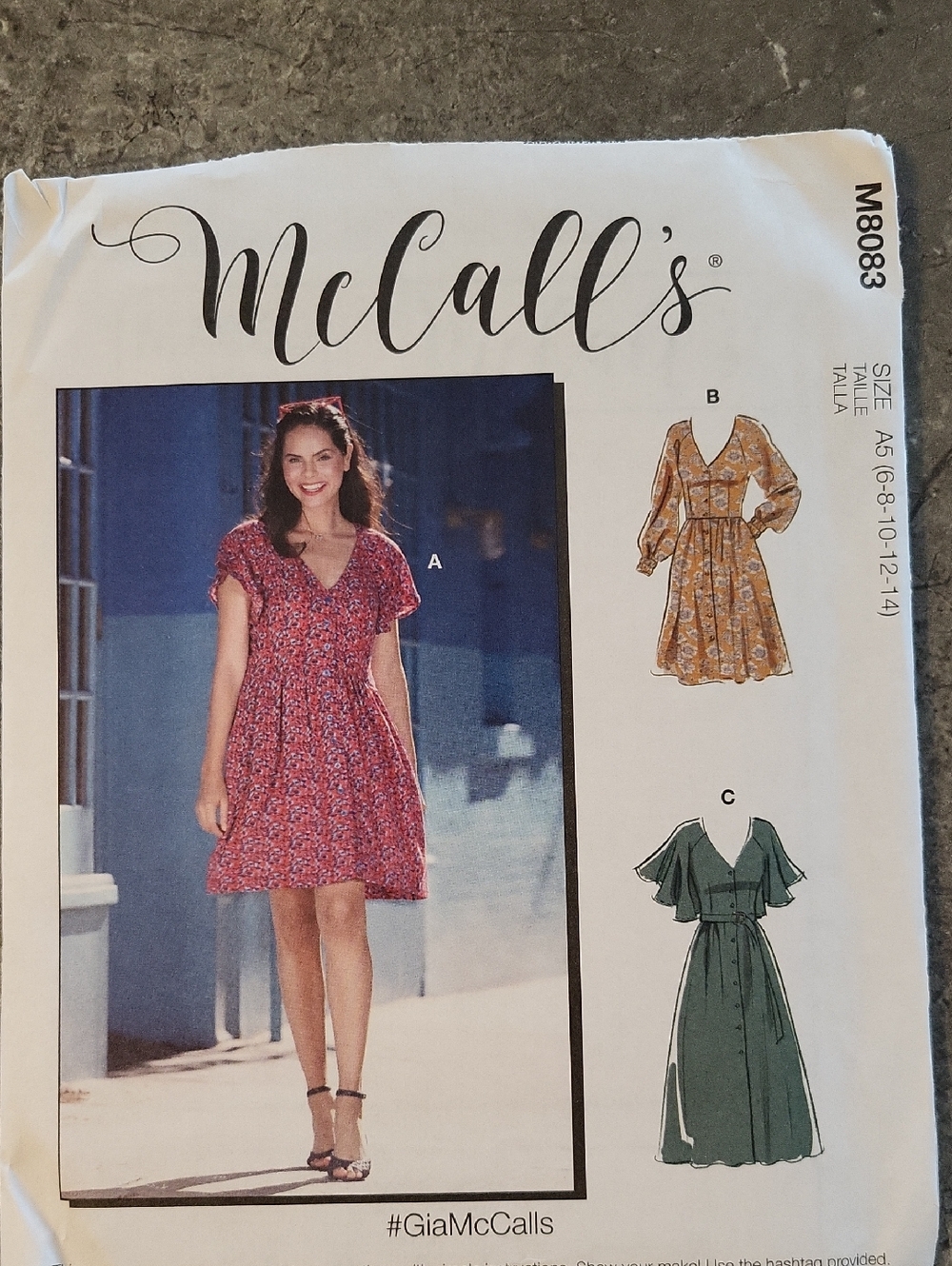 2/$10 McCall's #M8083 Women's V-Neck Dress Pattern